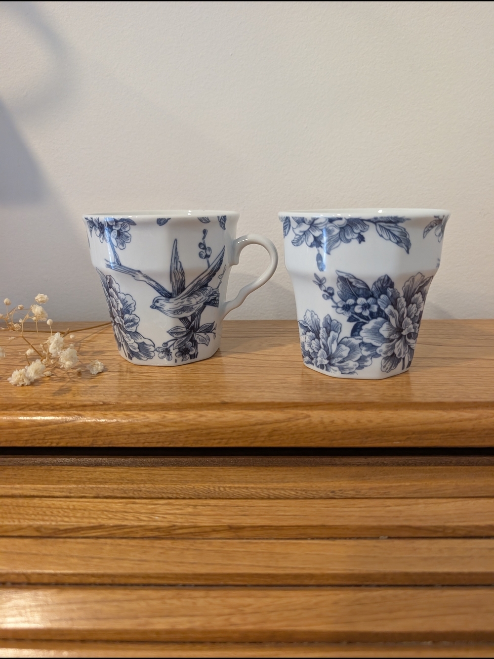 Blue Floral Porcelain Tea Cups - Set of 8 - Picture 7 of 9